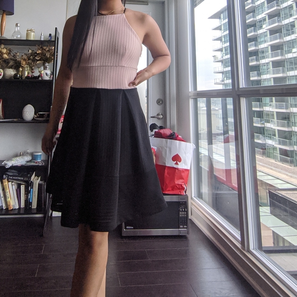 Pink and black dress